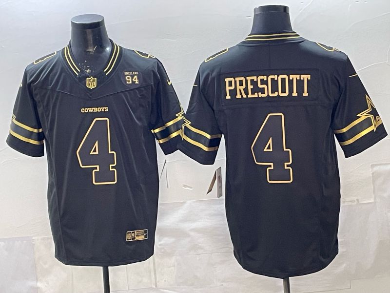 Men 2026 Dallas Cowboys #4 Prescott Black gold 6th generation Nike Limited NFL Jersey style 06